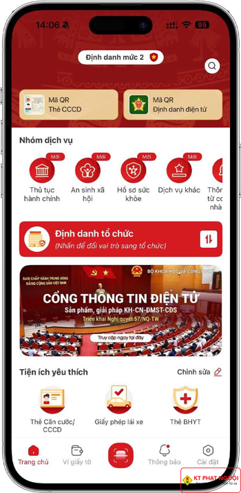 Giao diện ứng dụng VNeID