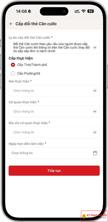Bước 4 - Chọn lý do và cơ quan